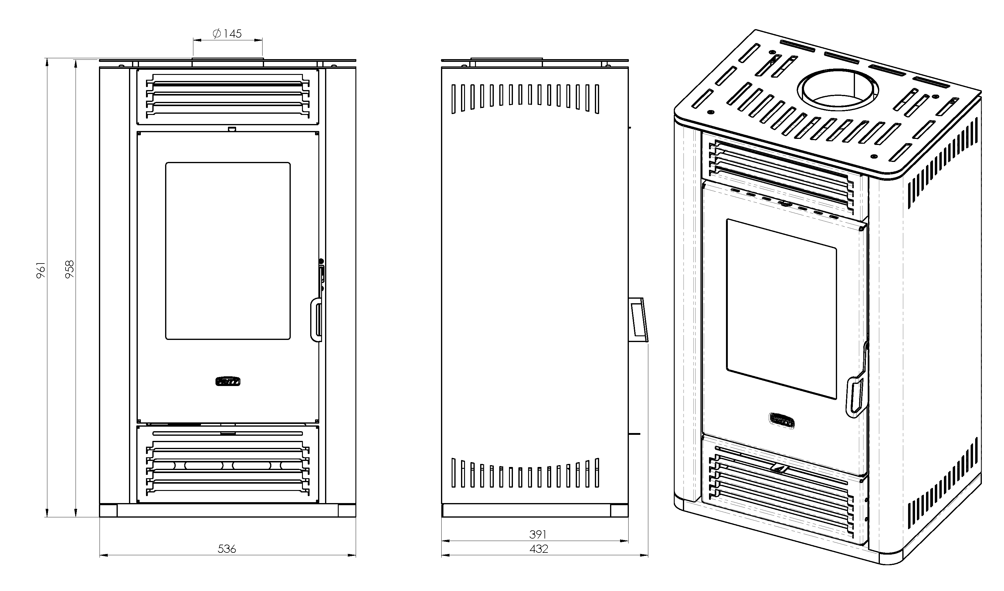 Freistehende Kaminöfen Prity K3 GT D, 10 kW