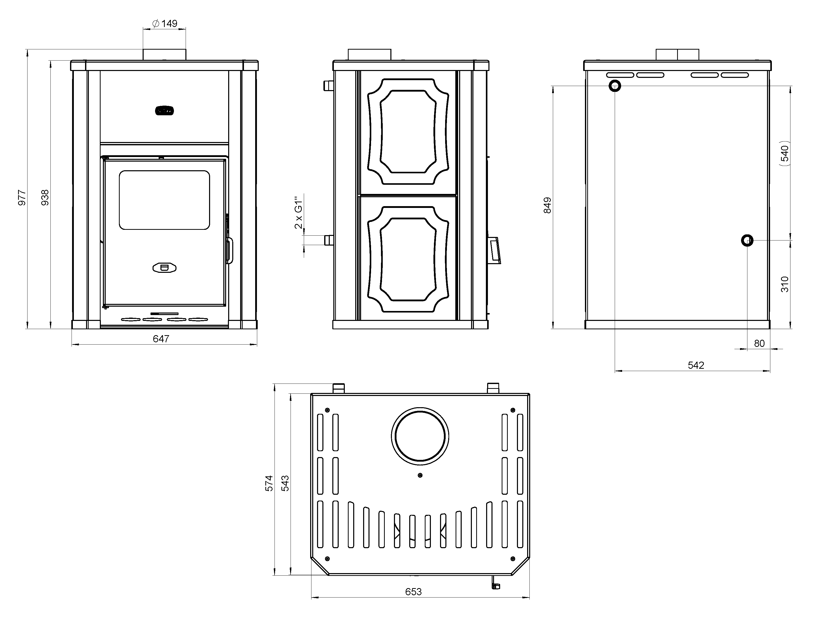 Wasserführender Kaminöfen Prity WD W24 D, 6,10 kW + 18,20 kW